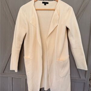 J. Crew Ivory Collarless Sweater Blazer
